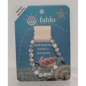 Fahlo Sea Turtle Animal Tracking Bracelet White Howlite NEW